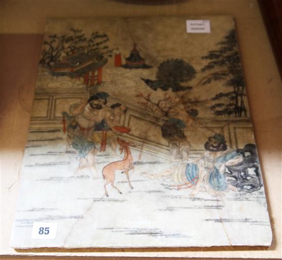 Chinese painted alabaster plaque